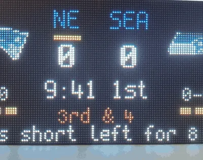 Touchdown fireworks on the scoreboard panel